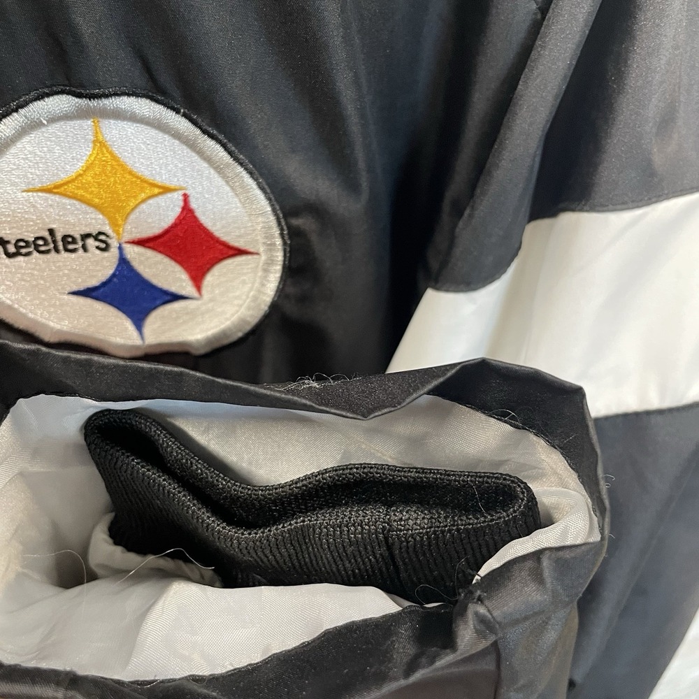 NFL Team Apparel Steelers Youth L 14/16 Windbreaker Jacket Full Zip Black Gold - Picture 7 of 11